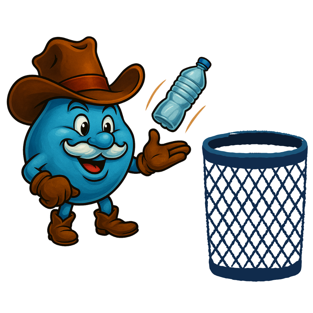 Affordable Quality Water Mascot, TEX, Throwing Bottled Water Away